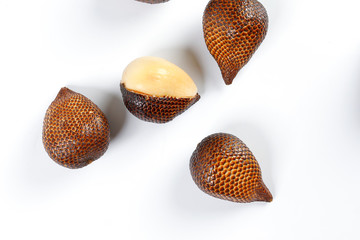Buah Salak Snake skin fruit on white background
