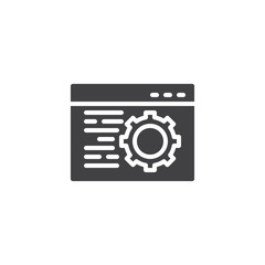 Browser setting vector icon. Code optimization filled flat sign for mobile concept and web design. Web site development glyph icon. Symbol, logo illustration. Pixel perfect vector graphics