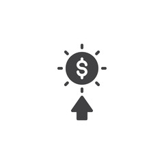 Naklejka na ściany i meble Pay per click vector icon. filled flat sign for mobile concept and web design. Dollar money and cursor arrow glyph icon. Symbol, logo illustration. Pixel perfect vector graphics