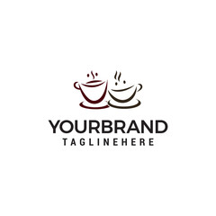 two cup coffee logo design concept template vector