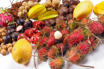 Mix southeast Asian fruit Malaysia Longan Lychee langsat rambutan salak mangosteen mango papaya