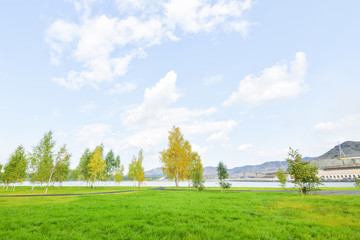 Karabash in summer. View of the city of Karabash in summer, copper plant ahead. The dirtiest city on the planet. Horizontal photography