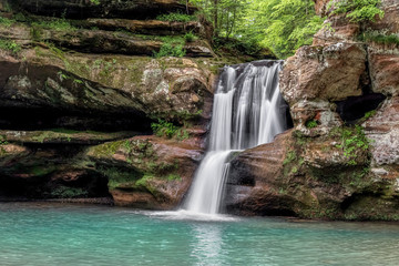 Sandstone Cascade in the Hocking Hills - Upper Falls at Old Man’s Cave is a beautiful waterfall...