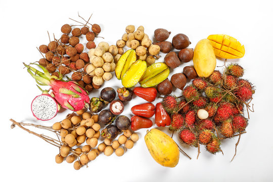 Mix southeast Asian fruit Malaysia Longan Lychee langsat rambutan salak mangosteen mango papaya