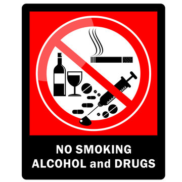 no smoking, alcohol and drugs, sign