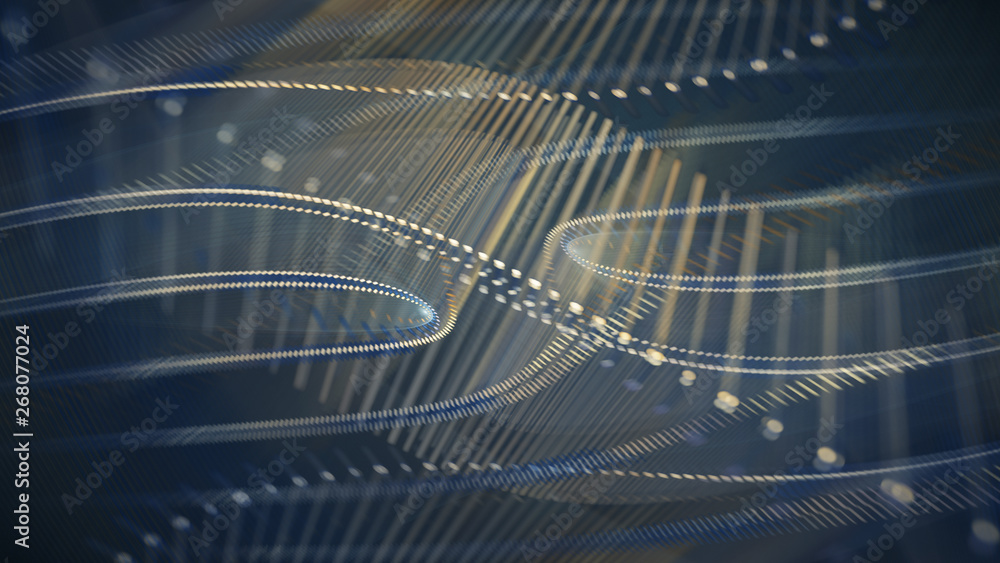 Aufkleber abstract background. 3d illustration. fractal graphics composition of dots, waves and rays of light.