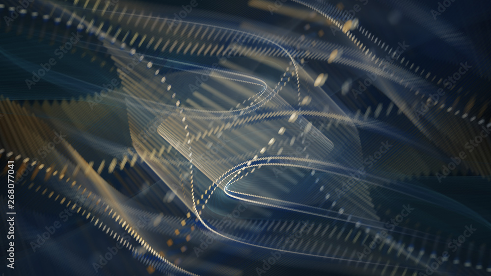Fototapete abstract background. 3d illustration. fractal graphics composition of dots, waves and rays of light.