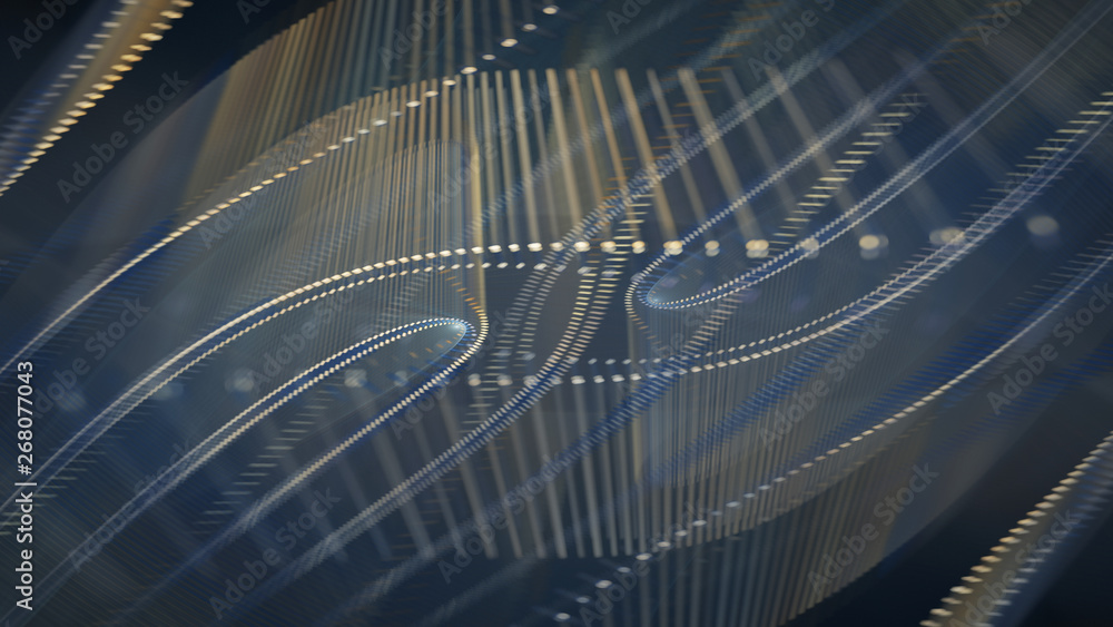 Fototapete Abstract background. 3d illustration. Fractal graphics composition of dots, waves and rays of light.