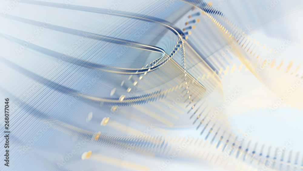 Fototapete Abstract background. 3d illustration. Fractal graphics composition of dots, waves and rays of light.
