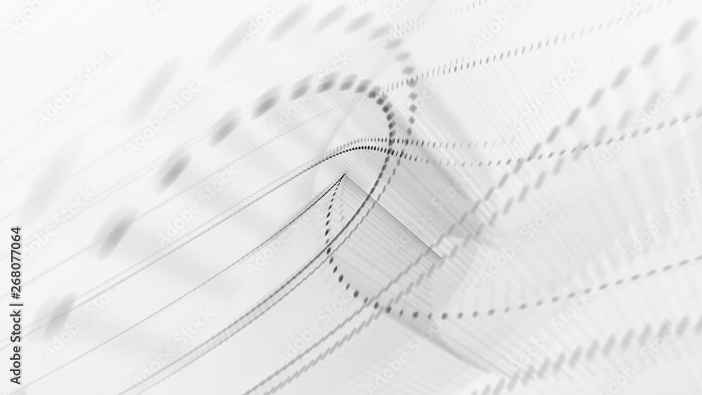 Poster abstract background. 3d illustration. fractal graphics composition of dots, waves and rays of light.