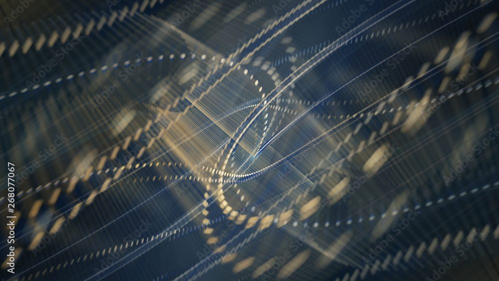 Poster abstract background. 3d illustration. fractal graphics composition of dots, waves and rays of light.