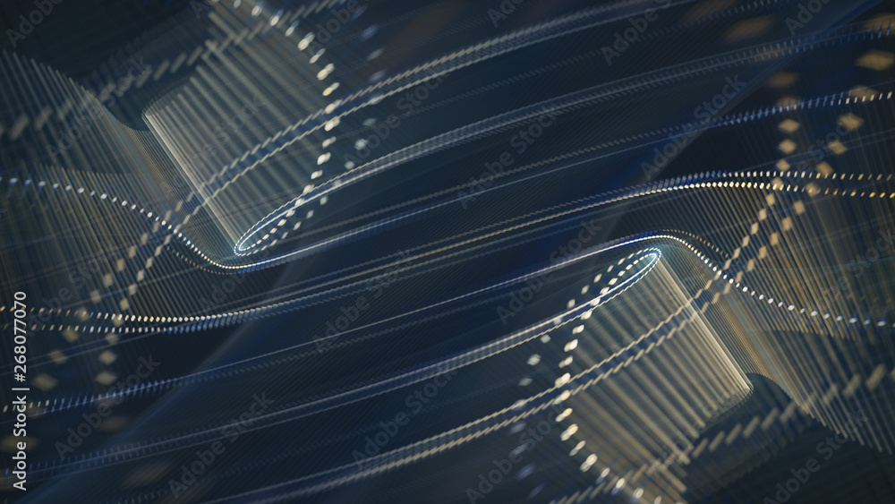 Poster abstract background. 3d illustration. fractal graphics composition of dots, waves and rays of light.