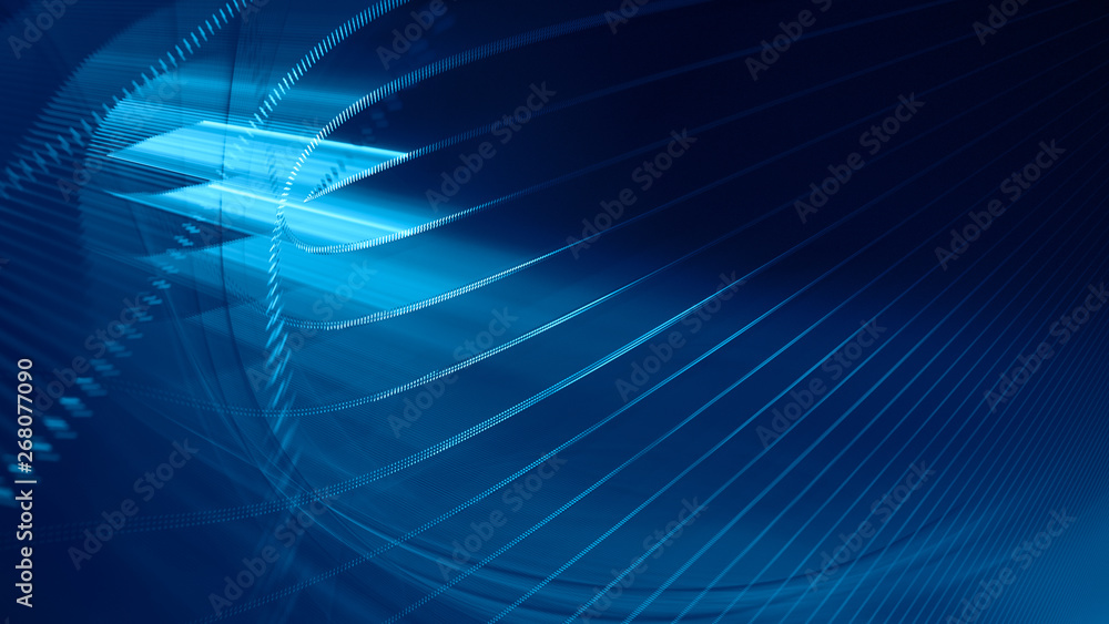 Fototapete abstract background. 3d illustration. fractal graphics composition of dots, waves and rays of light.