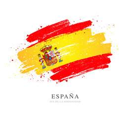 Flag of Spain. Vector illustration on white background. Brush strokes