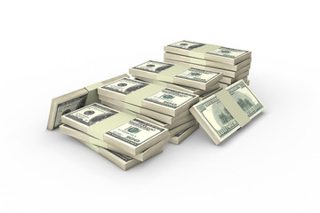 Stack of One Hundred Dollar Banknotes Render