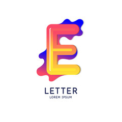 Obraz premium The letter E of the Latin alphabet. Display character in a bright contemporary style.