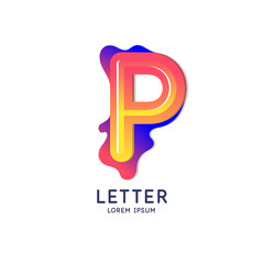The letter P of the Latin alphabet. Display character in a bright contemporary style.