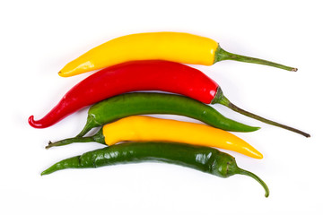 Red, yellow and green hot pepper.