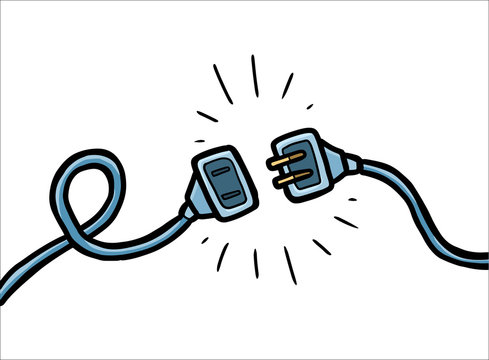 recommend clip art: unplug cartoon vector and illustration, black and white, hand drawn, sketch style, isolated on white background.