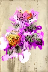 Fototapeten Abstract flowers oils painting art illustration © maxtor777