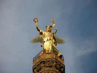 Fototapeta na wymiar Berlin Victory Column - bronze sculpture of Victoria in Germany