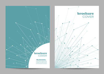 Brochure template layout design. Abstract geometric background with connected lines and dots