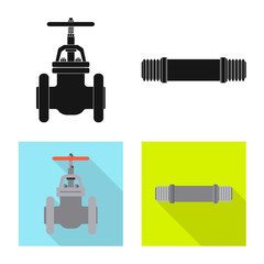 Isolated object of pipe and tube logo. Collection of pipe and pipeline stock symbol for web.