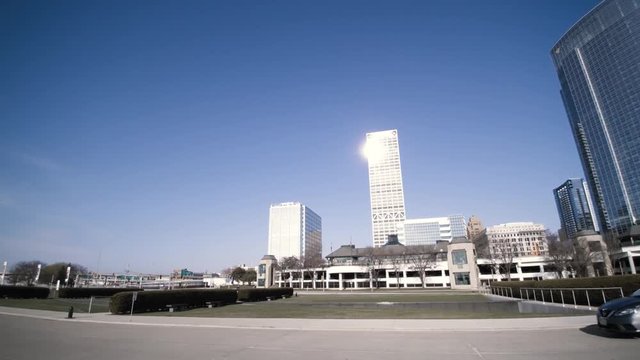 Early Morning Sun Shining on Downtown Milwaukkee Skycrappers MKE