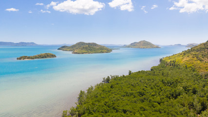 Green tropical islands and azure sea.A group of islands of the Malay Archipelago. El Nido,Palawan,Philippines