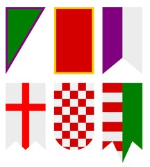 Vector illustration of heraldic flags on white background.
