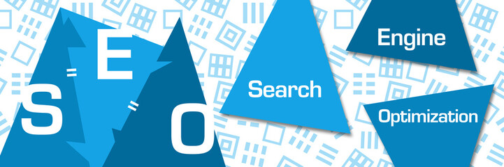 Naklejka premium SEO - Search Engine Optimization Blue Triangle Horizontal 