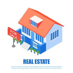 Banner Inscription Real Estate Vector Illustration
