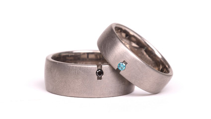 Pair of paladium wedding rings isolated