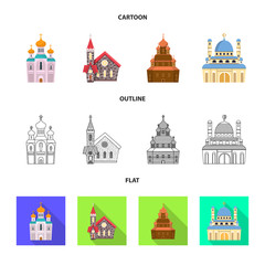 Vector design of cult and temple icon. Collection of cult and parish vector icon for stock.