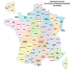 Map of the Roman Catholic Church Provinces in France