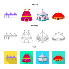Isolated object of roof and folding sign. Collection of roof and architecture vector icon for stock.