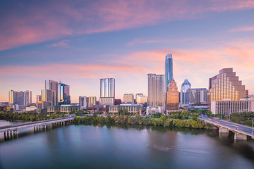 Naklejka premium Downtown Skyline of Austin, Texas in USA from top view