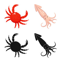 Vector design of fresh  and restaurant symbol. Set of fresh  and marine   stock vector illustration.