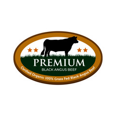 Black angus beef logo label