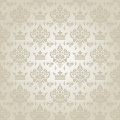 Silver background pattern in vintage style. Pattern in the style of Damascus. Retro wallpaper for your design. Vector image