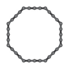 Vector realistic octagon created from bike chain. Isolated on white background.