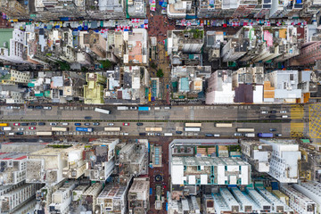 Top down view of Hong Kong city