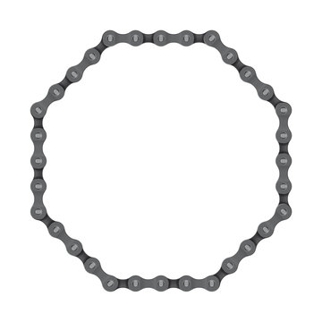 Vector realistic octagon created from bike chain. Isolated on white background.