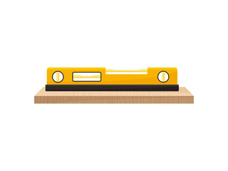 Yellow level lies on the board. Vector illustration on white background.