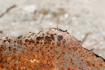 texture orange rusty metal, old metal and damaged by moisture and sun