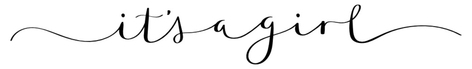 IT'S A GIRL black brush calligraphy banner