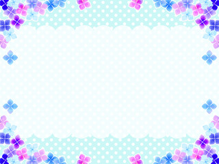 色とりどりの紫陽花の花のイラスト背景、水彩風