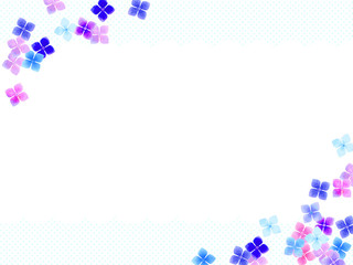 色とりどりの紫陽花の花のイラスト背景、水彩風