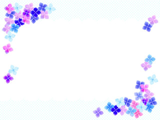 色とりどりの紫陽花の花のイラスト背景、水彩風