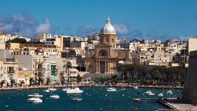 Time lapse view of the town of Kalkara in the bay of Valletta (Malta)